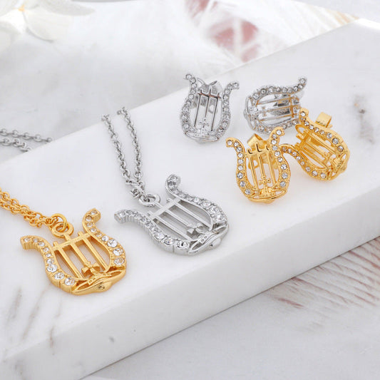 Vivienne Westwood harp necklace eardrops stud earrings high-grade all-matching
