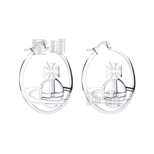 Vivienne Westwood large circle hollow earrings colorfast ear studs