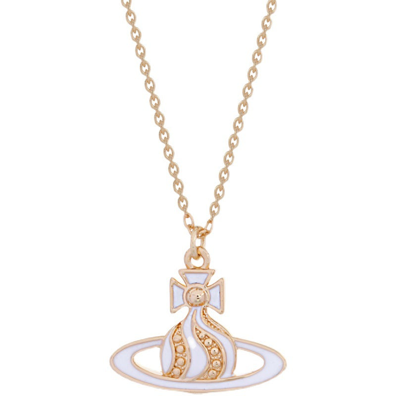 Vivienne Westwood twisted water ripple cream paint pendant necklace