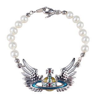 Vivienne Westwood large and small pearls wings Paw bracelet niche European and American punk fashion