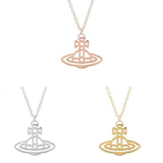 Vivienne Westwood line cut hollow line pendant necklace ins style