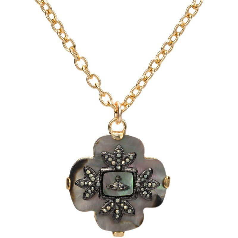 Vivienne Westwood vintage four-leaf clover abalone pendant necklace punk