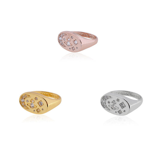 Vivienne Westwood star moon ring european and american personalized punk