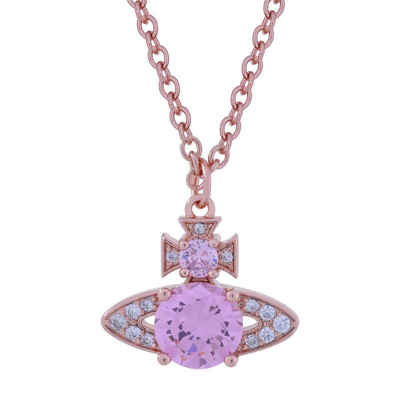 Vivienne Westwood new small water drop full diamond pendant necklace