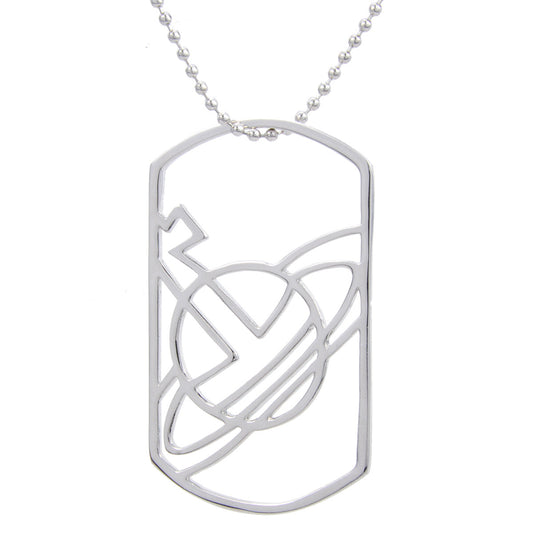 Vivienne Westwood simple hollow-out large LOGO pendant necklace couple ins