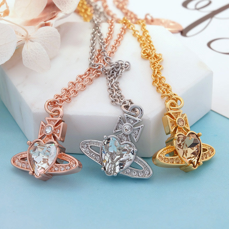 Vivienne Westwood loving heart zircon pendant necklace