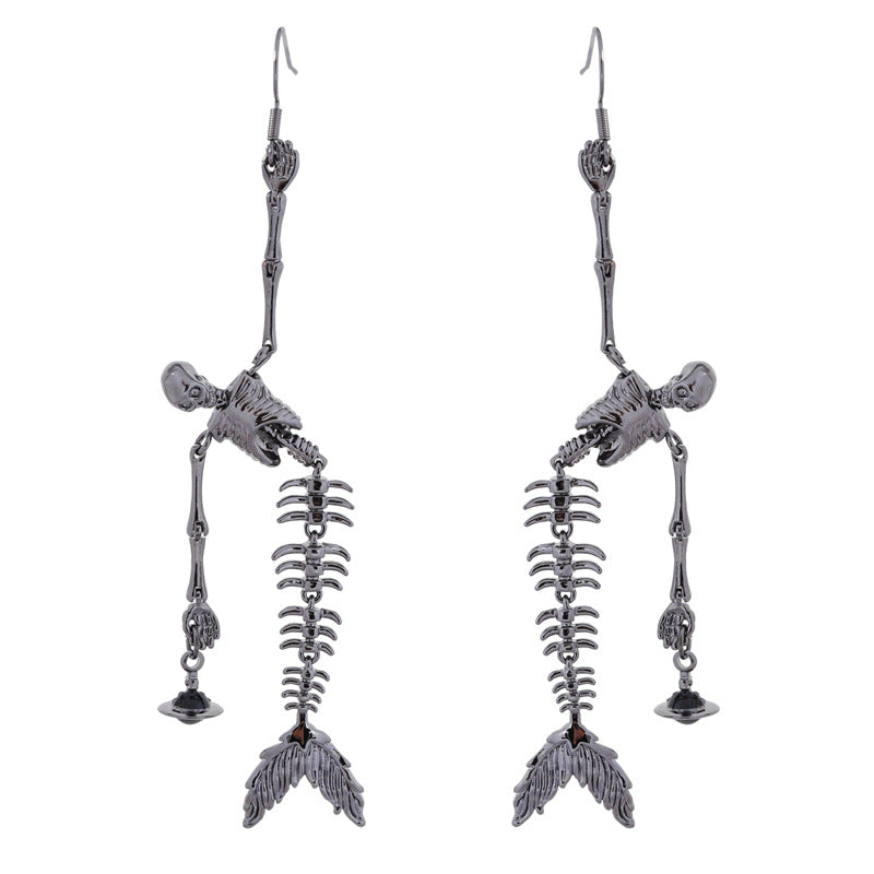 Vivienne Westwood skull Fishbone series earrings personalized minority tide