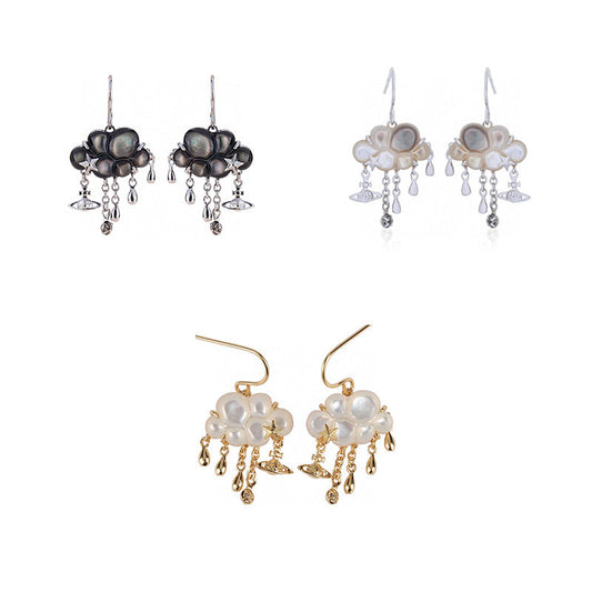 Vivienne Westwood vintage distressed a little cloud earrings women punk spot accessories
