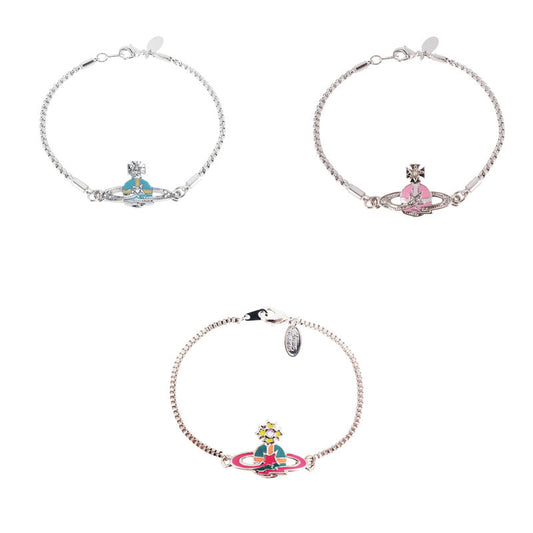 Vivienne Westwood color paint meteor pink bracelet European and American all-match