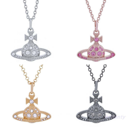 Vivienne Westwood full diamond honeycomb logo necklace shiny and simple temperament
