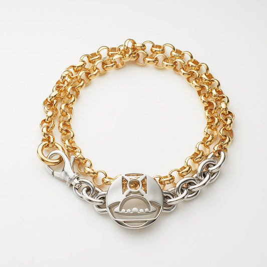 Vivienne Westwood mask round brand two-color chain necklace