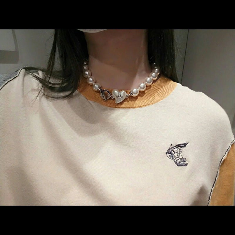 Vivienne Westwood big pearl heart necklace