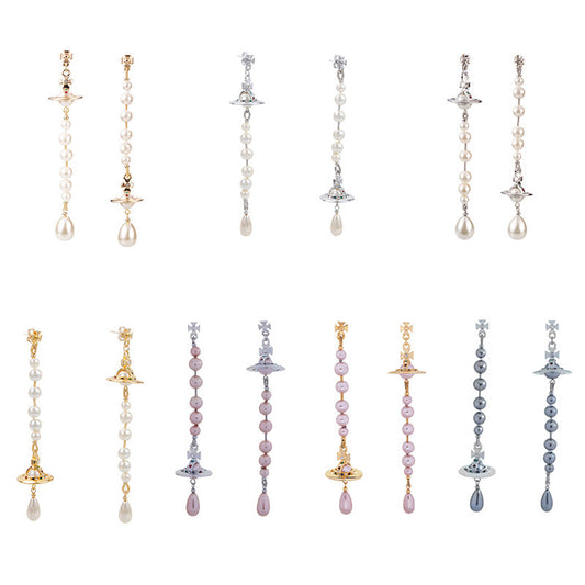 Vivienne Westwood asymmetric broken pearl earrings three-dimensional earrings