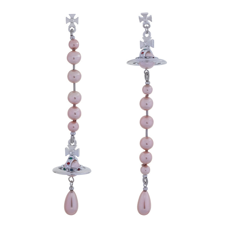 Vivienne Westwood asymmetric broken pearl earrings three-dimensional earrings