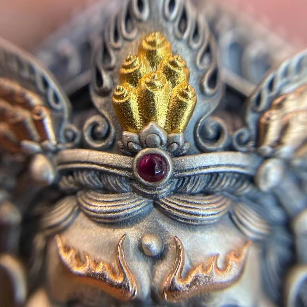 Tibetan Yellow God of Wealth Thailand Silver Pendant Men's Retro Personality Fashion2023New Silver Pendant Tibet Silver Accessories