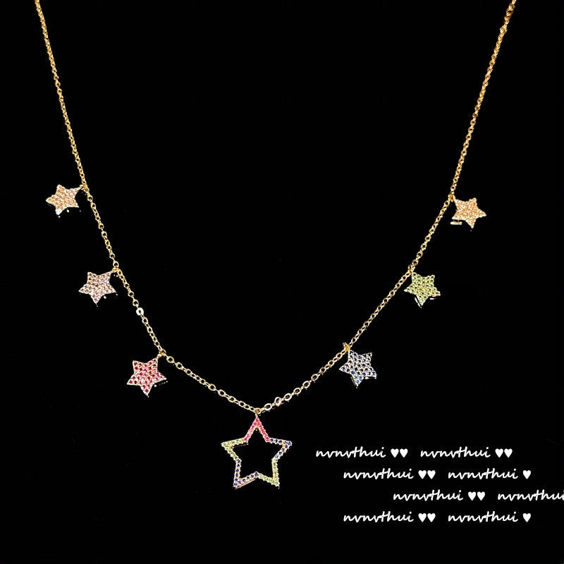 Color Five-Pointed Star Colorful Gemstone Necklace  Zircon Dai Dai Necklace