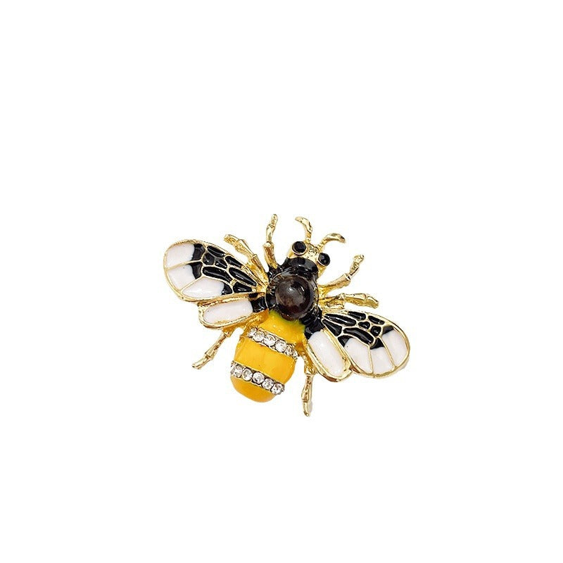 Zircon with Diamond Pearl Corsage Cartoon Cute Bee Brooch Alloy Dripping Women's Clothing Pin Accessories Wholesale