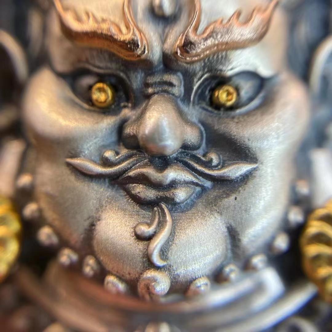 Tibetan Yellow God of Wealth Thailand Silver Pendant Men's Retro Personality Fashion2023New Silver Pendant Tibet Silver Accessories