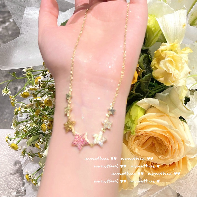 Color Five-Pointed Star Colorful Gemstone Necklace  Zircon Dai Dai Necklace